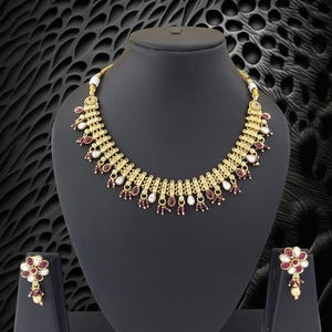 Handmade Indian Fashionable Jewellery, Indian fashion Jewelry wedding Party wear Necklace Set Bollywood Ethnic wedding Indian Necklace Set