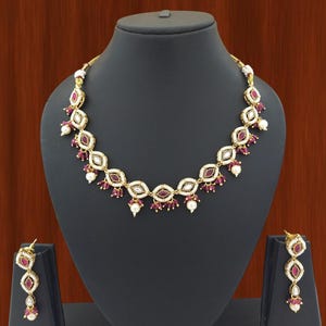 Handmade Indian Fashionable Jewellery, Indian fashion Jewelry wedding Party wear Necklace Set Bollywood Ethnic wedding Indian Necklace Set