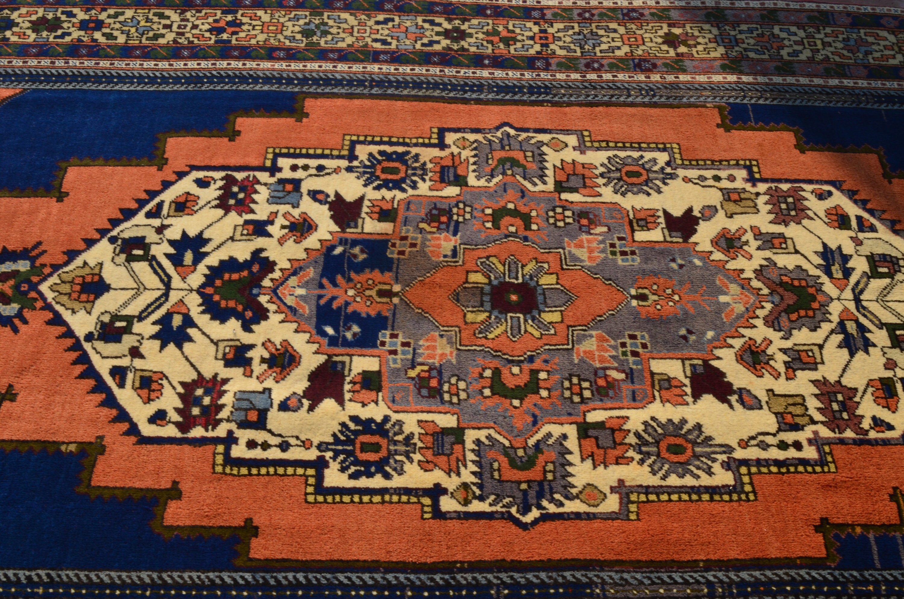 Oversize rug Navy Blue Orange rug Handmade rug Livingroom | Etsy