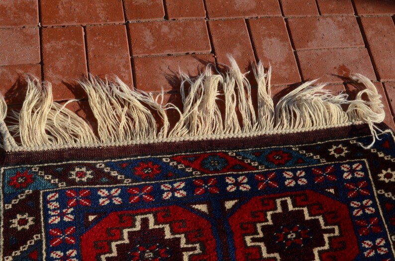 Red runner, Oriental rug, Rug runner, Organic wool rug, Tribal Runner rug, Hallway rug, Corridor rug Blue Red rug,Home Decor.3.18x10.00ft image 6