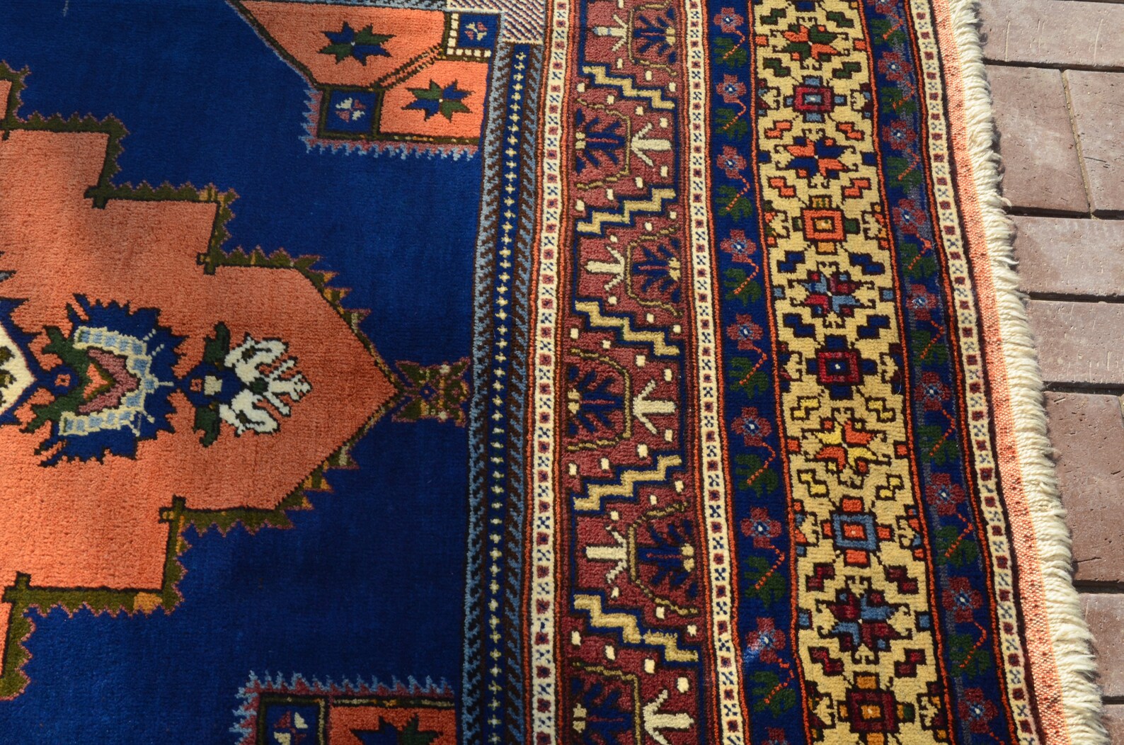 Oversize rug Navy Blue Orange rug Handmade rug Livingroom | Etsy