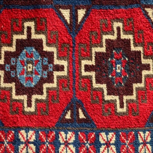 Red runner, Oriental rug, Rug runner, Organic wool rug, Tribal Runner rug, Hallway rug, Corridor rug Blue Red rug,Home Decor.3.18x10.00ft image 9