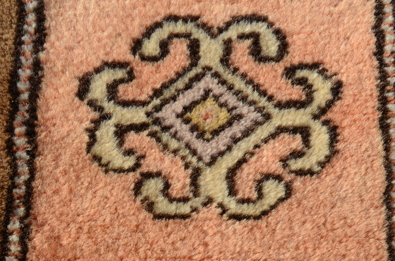 Fireplace rug Handmade rug Turkish carpet Naturel Wool Carpet 1.65x3.60ft Entry rug Soft Pink rug Oushak rug Bedside rug Boho rug