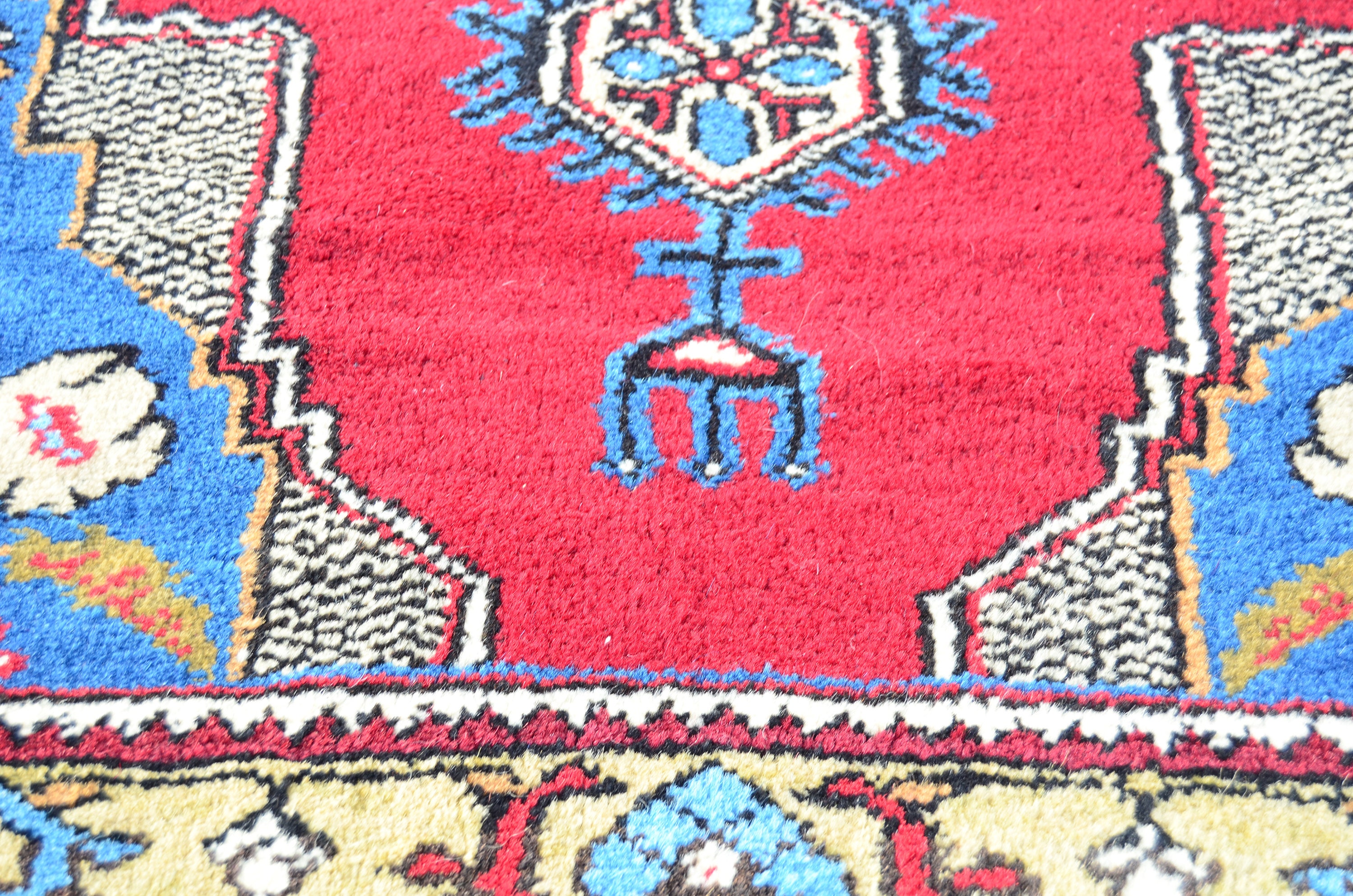 Oushak Carpet, Blue Turkish Rug, Oriental Kitchen Rug, Unique Carpet
