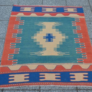 3x4 Handmade kilim, Wall Hanging rug, Yellow Kilim rug, Kidsroom rug,  Decorative kilim, Nomad Kilim, Farmhouse rug, Aztec rug 2.82x3.78ft