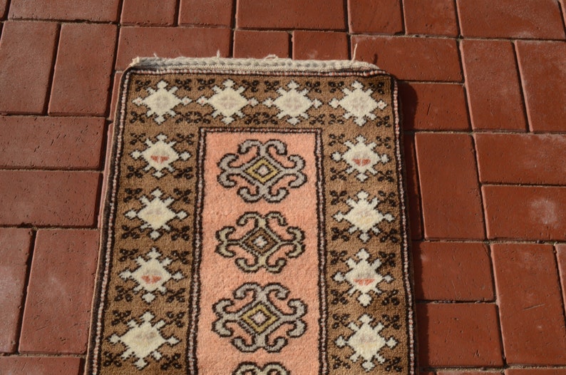 Fireplace rug Handmade rug Turkish carpet Naturel Wool Carpet 1.65x3.60ft Entry rug Soft Pink rug Oushak rug Bedside rug Boho rug