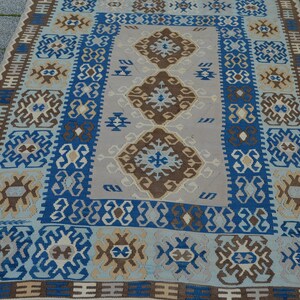 Kilim Vintage, Kilim turecki, dywan Kilim Village, Kilim obszar, Kilim anatolijski, dywanik kuchenny, dywan Oushak Kilim, ręcznie robiony kilim 3,98x6,16 ft