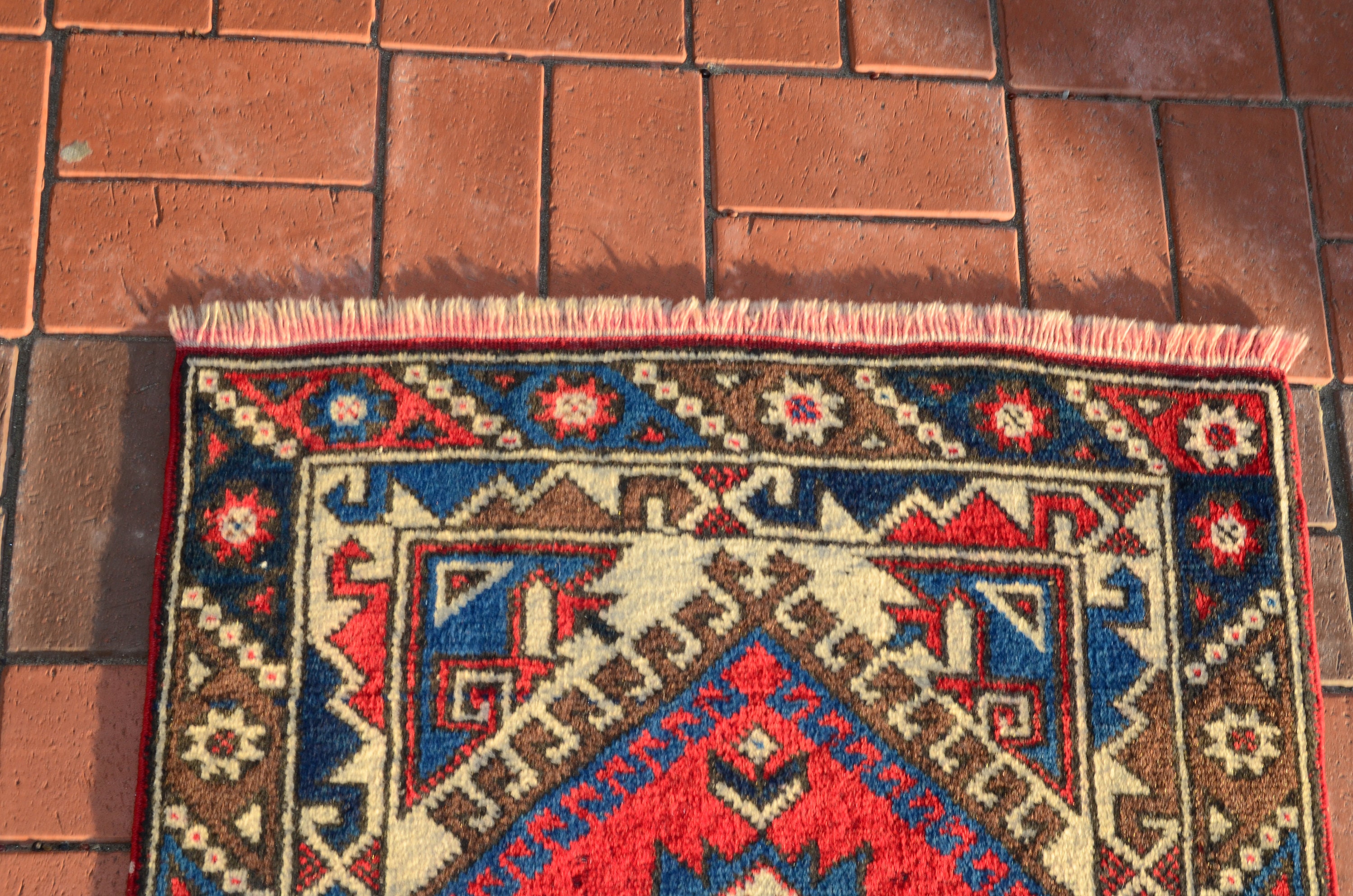 Runner Rug Red Blue Rug Handmade Carpet Enty Rug Boho Rug Etsy UK