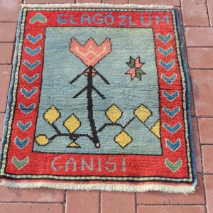 Doormat rug, Handmade rug,  Wool rug, Bathroom rug, Home Gift rug, Kidsroom rug, Small rug, Decor rug, Boho rug, Organic rug  2.1x2.62ft