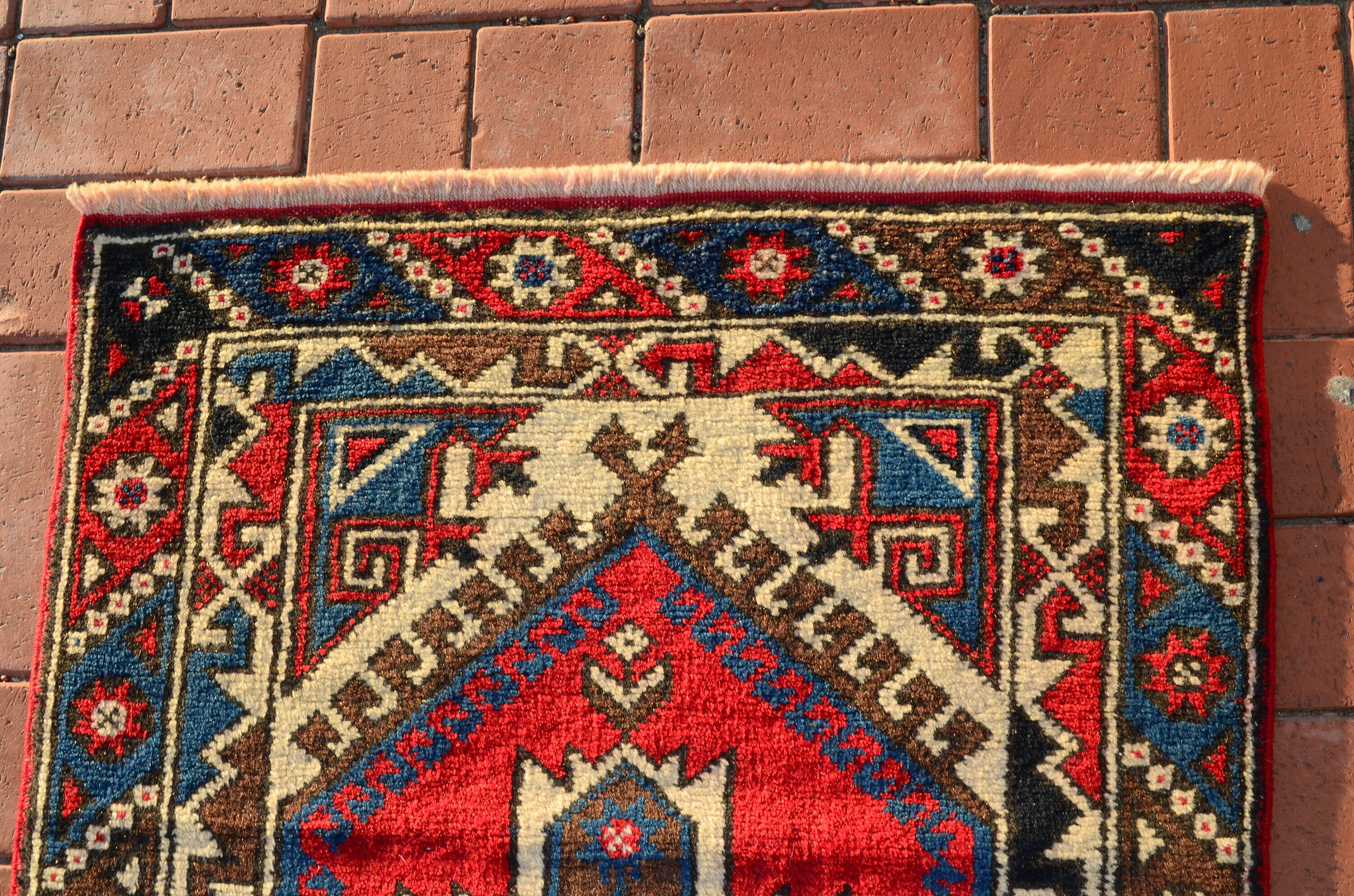 Runner Rug Red Blue Rug Handmade Carpet Enty Rug Boho Rug Etsy UK
