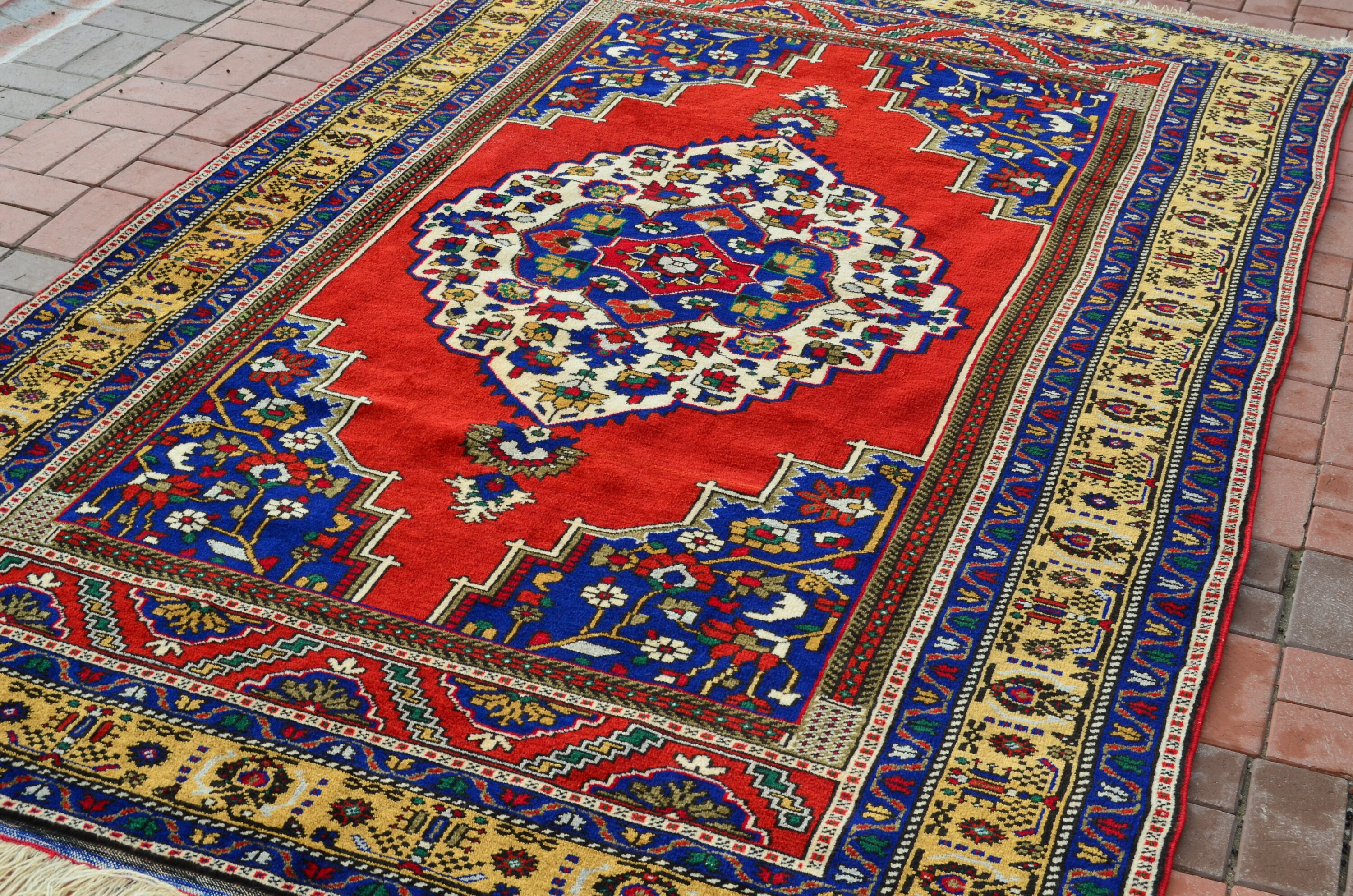 Dowry Carpet, Large Turkish Rug, Red Anatolian Rug, Bohemian Rug