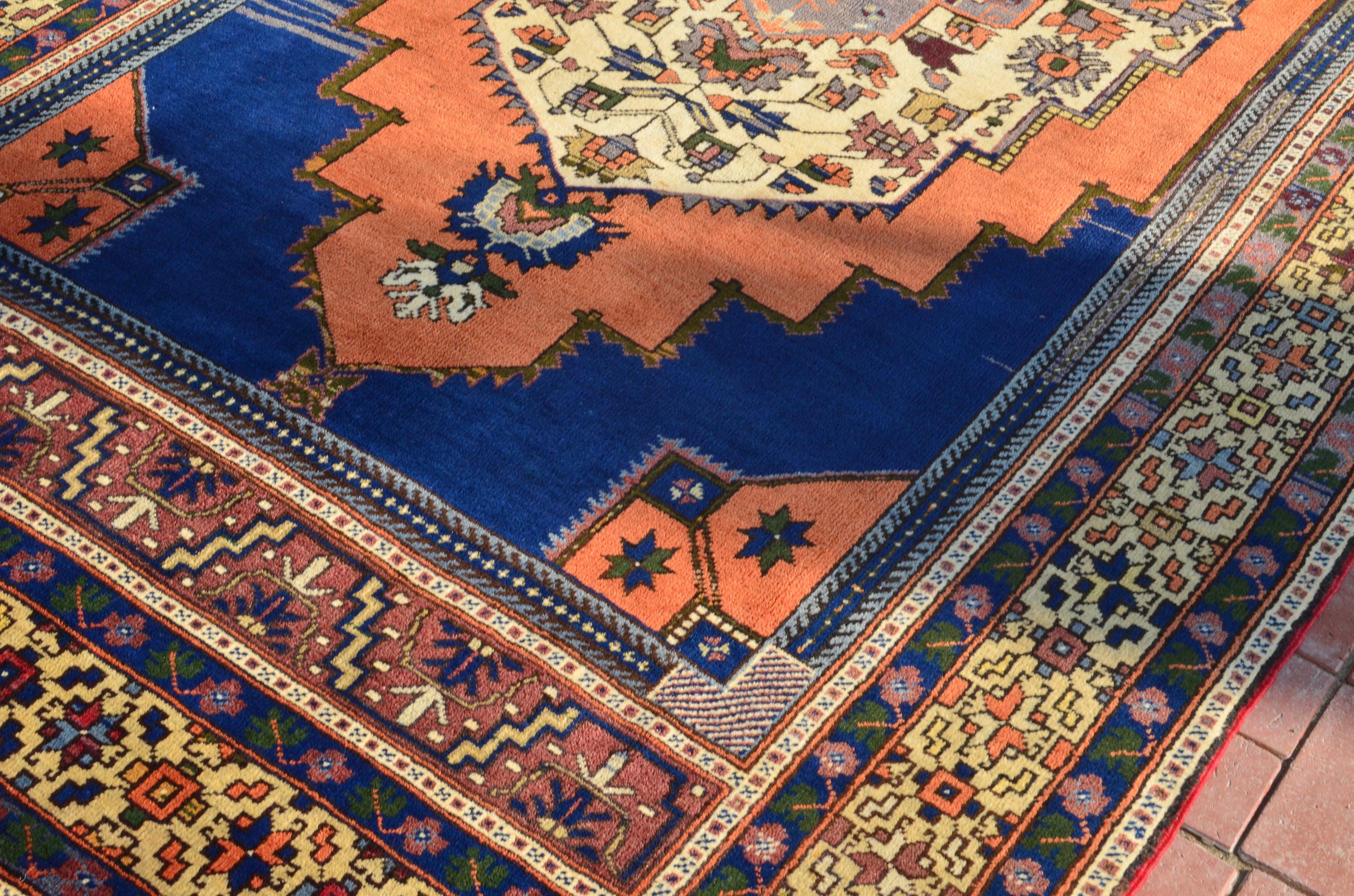 Oversize Rug Navy Blue Orange Rug Handmade Rug Livingroom Etsy UK