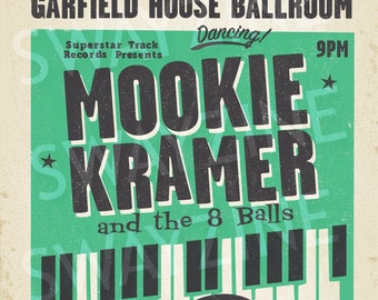 Mookie Kramer and the 8 Balls vintage jazz poster inspired by I Think You Should Leave