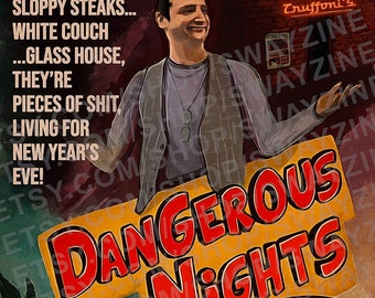 Dangerous Nights - 1950's style movie poster - inspired by I Think You Should Leave, Sloppy Steaks