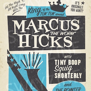 Marcus "the worm" Hicks" vintage jazz poster inspired by I Think You Should Leave