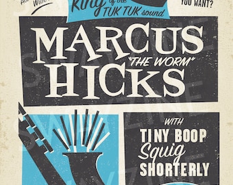 Marcus "the worm" Hicks" vintage jazz poster inspired by I Think You Should Leave