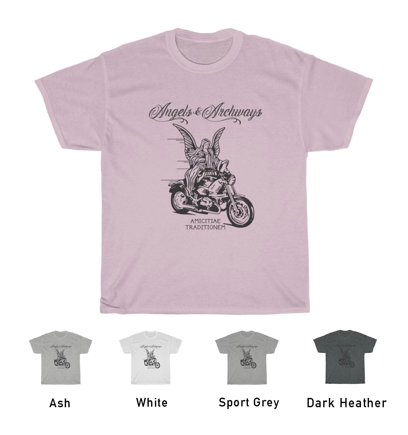 トップス momentel Angels T-Shirt Angels and Archways Motorcycle Angel Heavy Cotton Tee - I