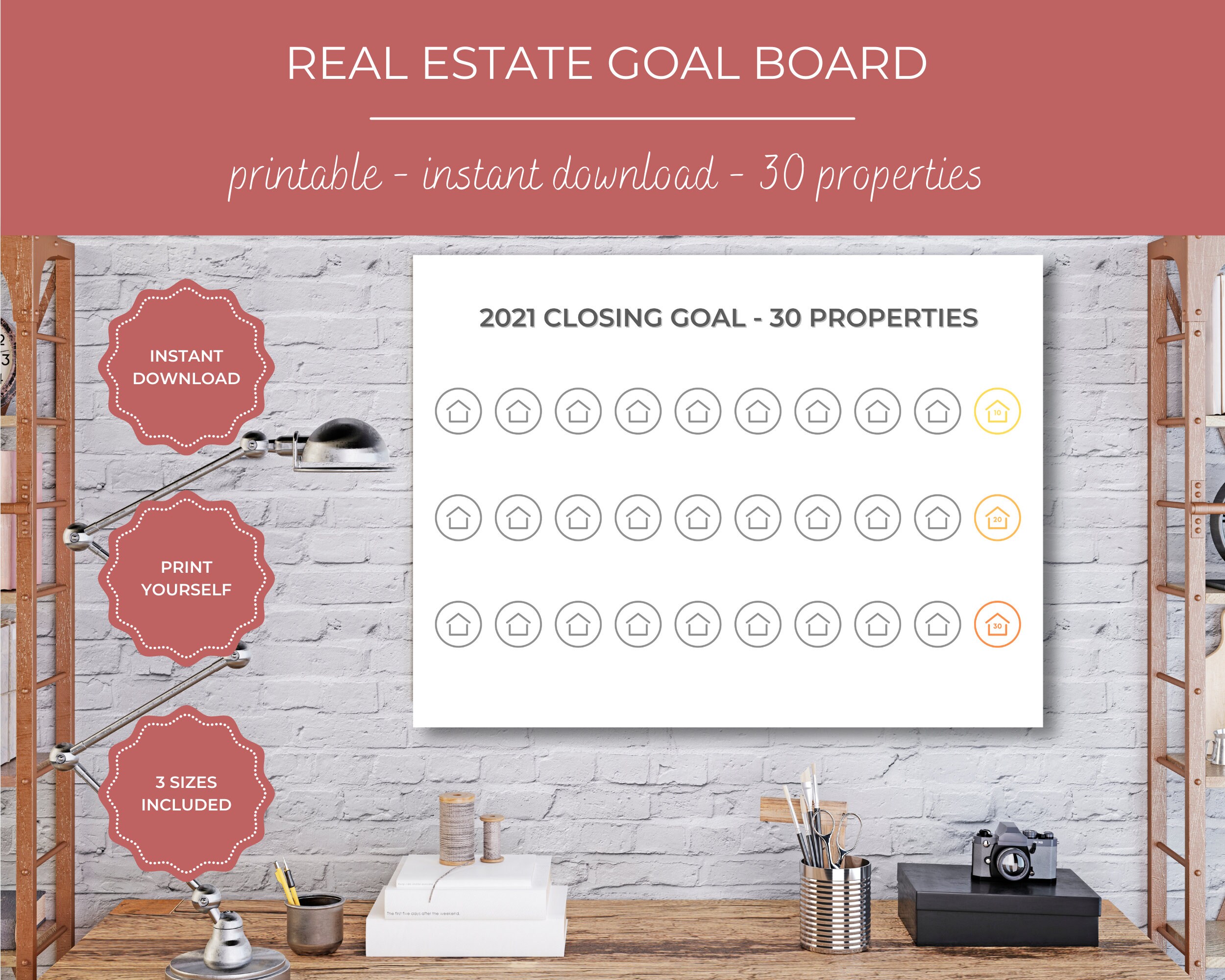 Real Estate Goal Board Realtor Closing Goal Poster Printable Etsy