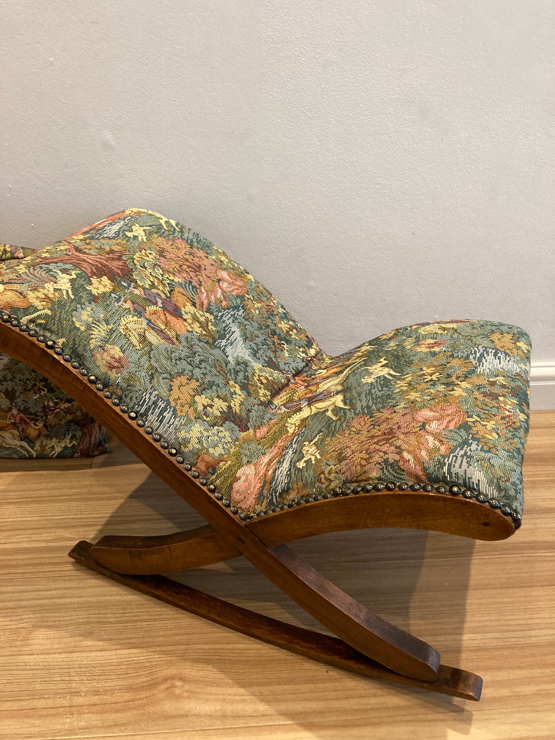 Vintage Upholstered Tapestry Footstool / Gout Stool / Wooden Etsy