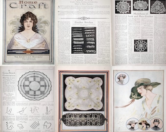 Revista de artesanía casera 1920: el manual de la mujer estadounidense, crochet, frivolité, tejido y bordado. PDF