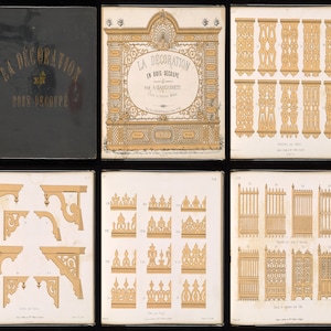 La decoration en bois decoupe - Wooden decoration cutout - 1800s Vintage French design sample ebook, PDF