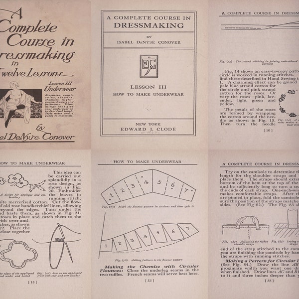 1920er Jahre Ein kompletter Kurs in Schneiderei Bände 1-12 Ebook Sammlung. Vintage Schneiderkurs PDF Format. 1200 Seiten