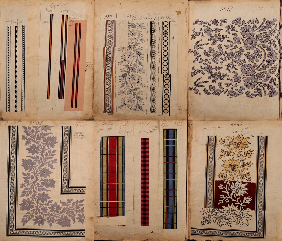 Vintage French Textiles Sample Book 1863 by Maison Robert, Firm, Paris
