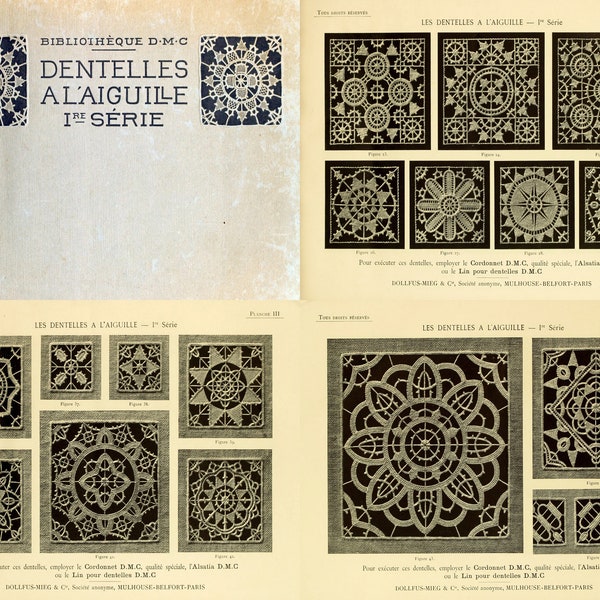 Les dentelles a laiguille  (Premiere serie) - Needle lace: (First series). vintage French Needlework Ebook, PDF