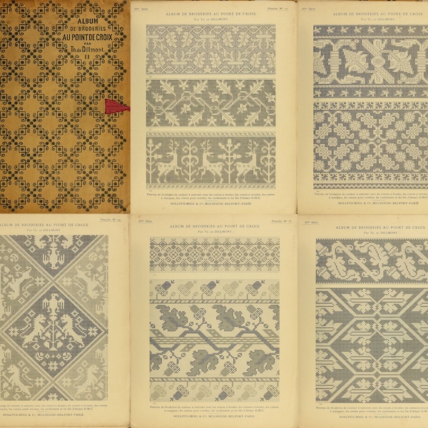 Album de broderies au point de croix - Volume 2 - Cross stitch embroidery album - 19th Century French Embroidery Patterns and samples, PDF