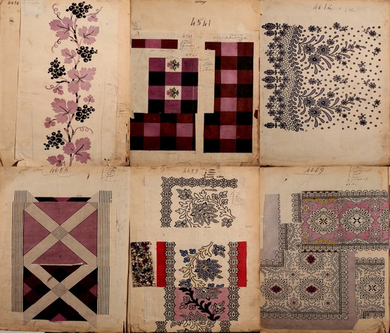 Vintage French Textile Designs, 1863 Sample Book (PDF) - Etsy