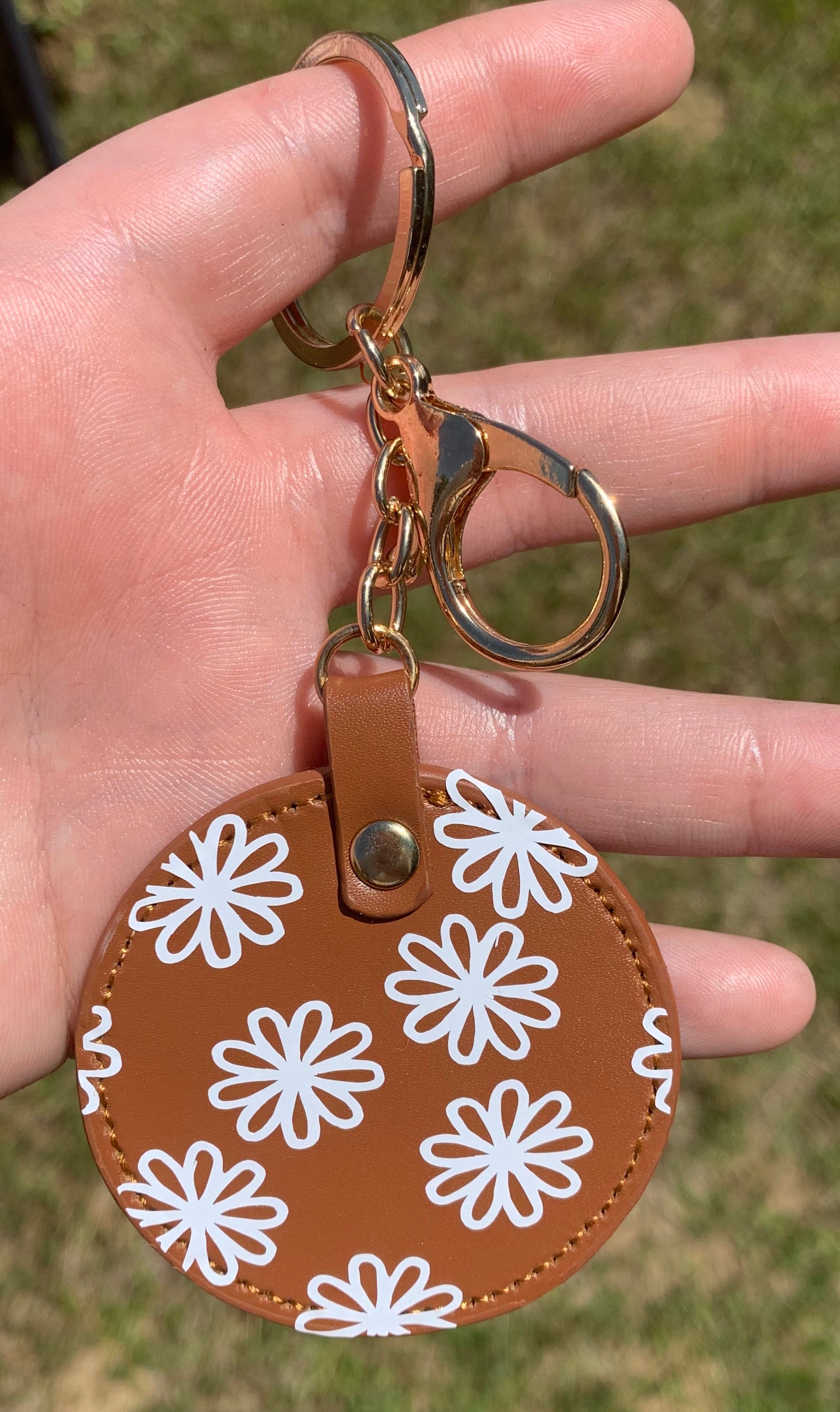 Leather keychain flower keychain BOHO keychain gift for Etsy