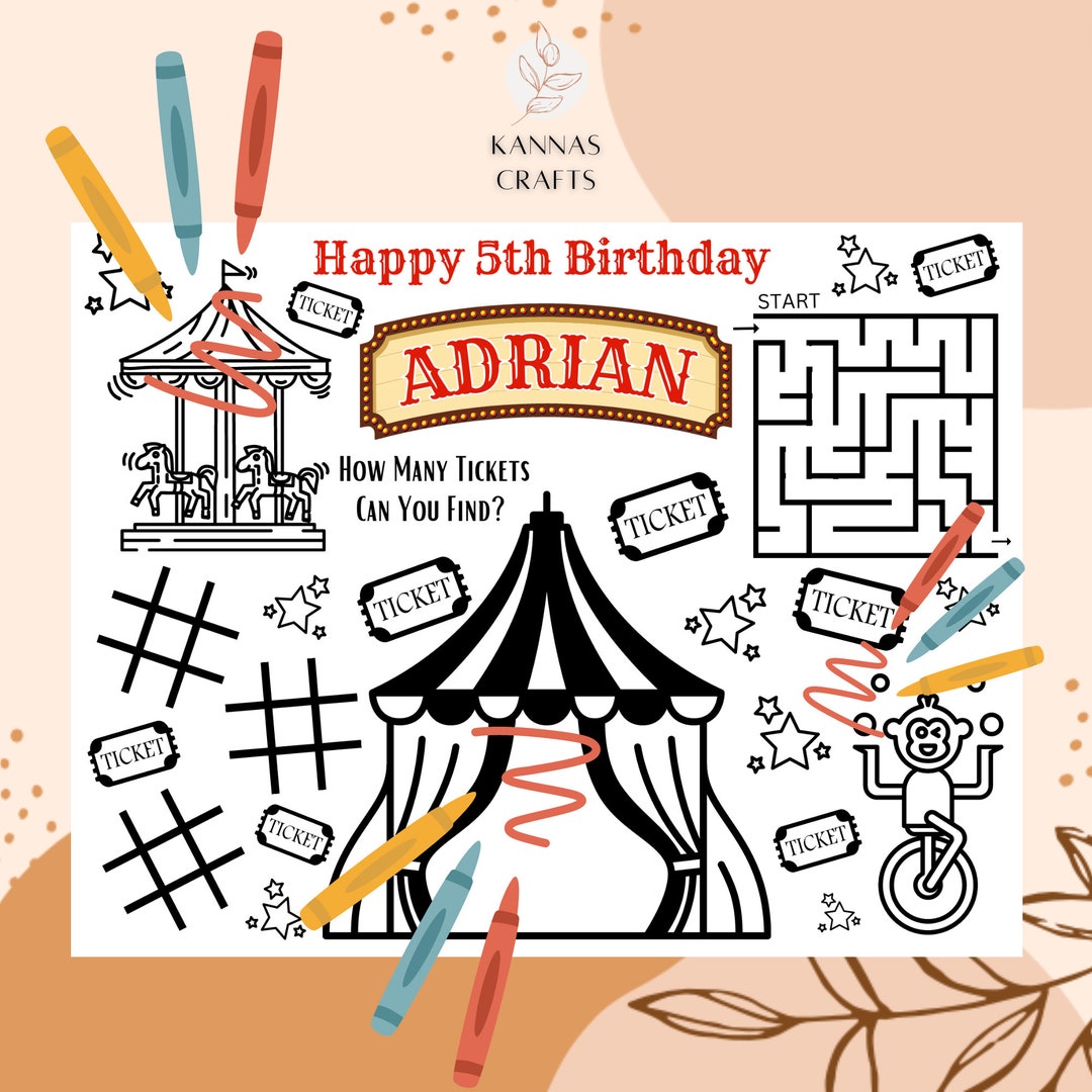 DIGITAL Custom Carnival Circus Coloring Page Download, Carnival Circus