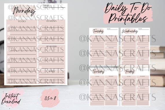 Daily to Do Printable MON-FRI Planner to Do Planner Sheets - Etsy