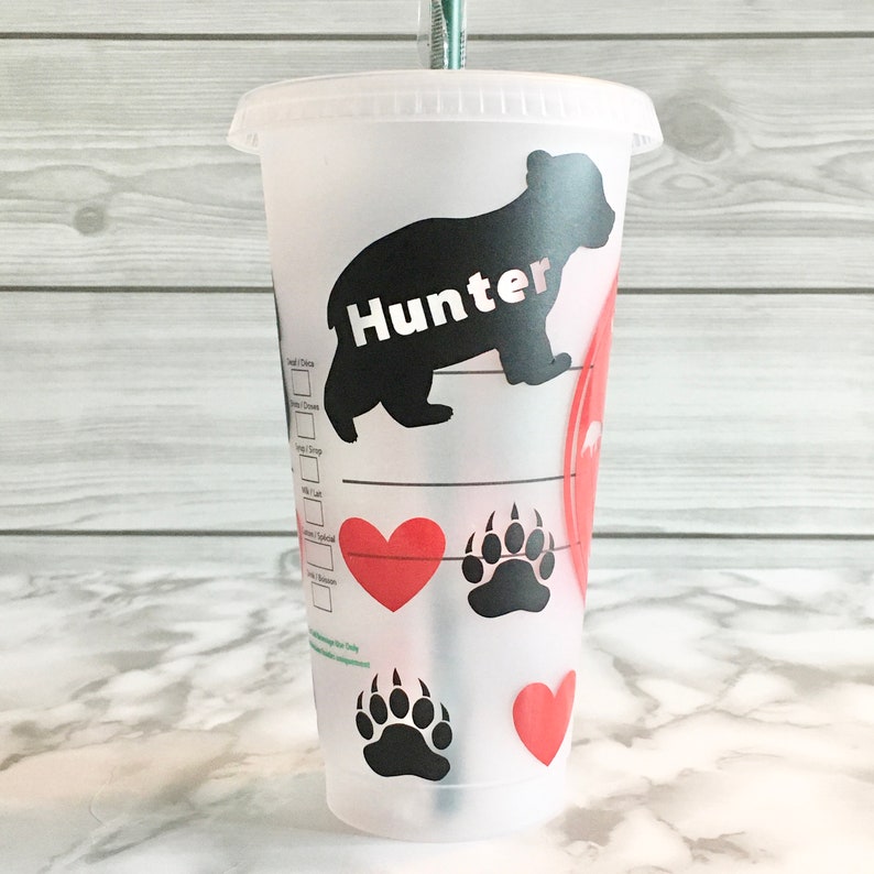MAMA BEAR Reusable Starbucks Cup Venti Cold Cup 24oz Personalized