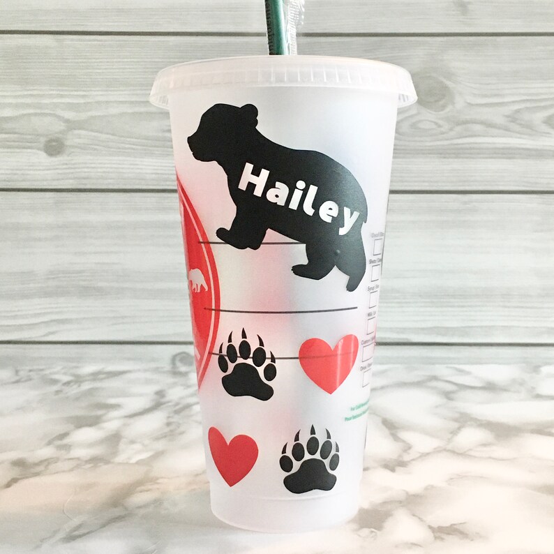 MAMA BEAR Reusable Starbucks Cup Venti Cold Cup 24oz Personalized