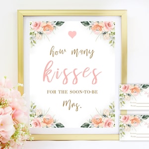Gioco per la festa della sposa, Quanti baci per la futura sposa, Carte di gioco stampabili con segni e risposte, NON MODIFICABILI, Download immediato, GD01