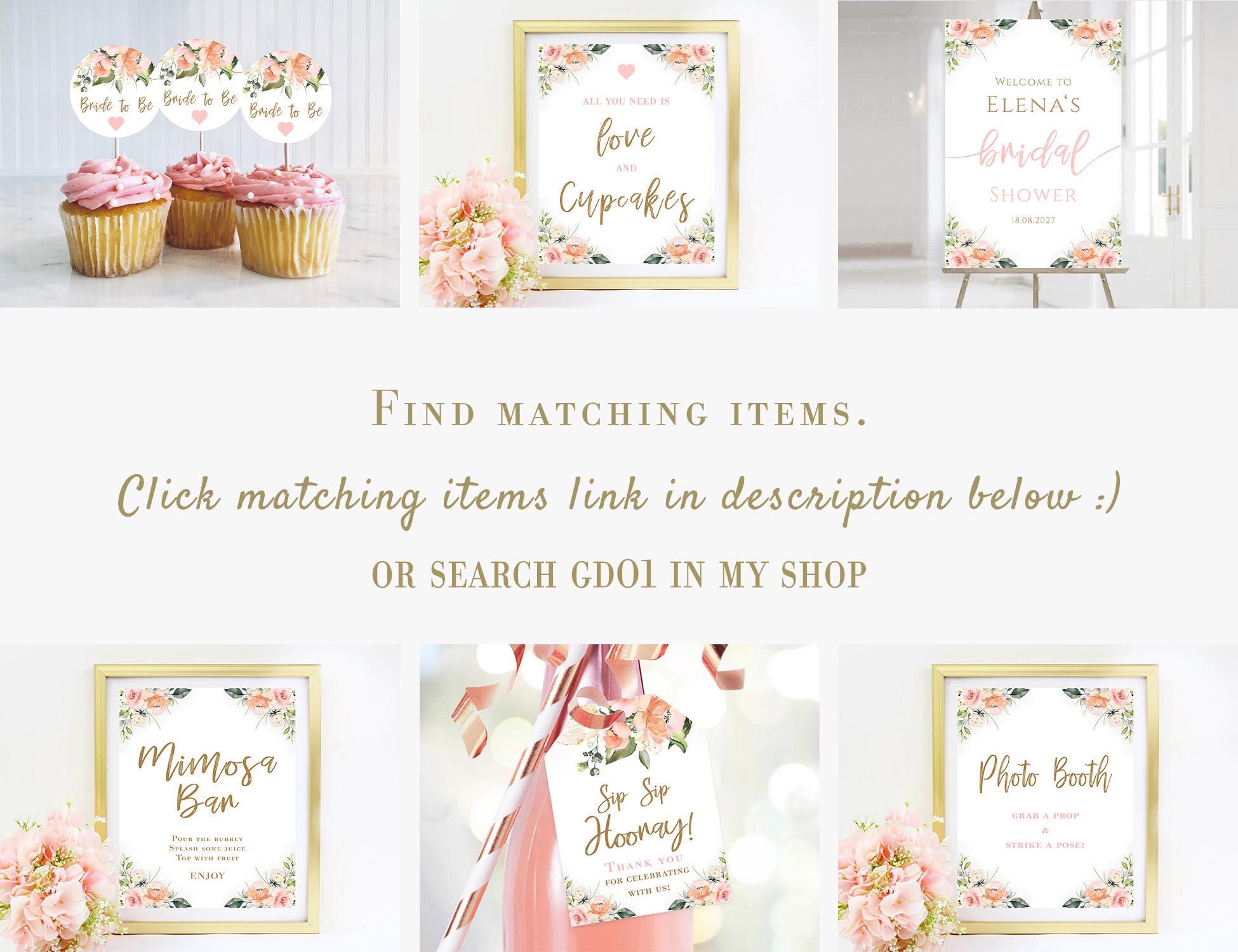 Printable Thank You Cupcake Toppers Sticker, Pink Floral Cake Decoration, Bridal Shower Sign ...