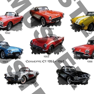 Chevrolet Corvette C1 - 1954-1962 - Set of 8 postcards