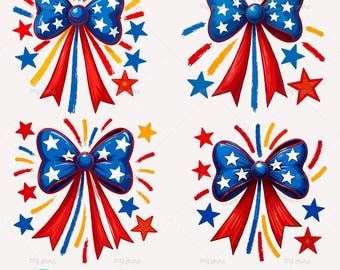 Patriotic Bow PNG Sublimation Bundle: 4th of July Designs (Digital Download)