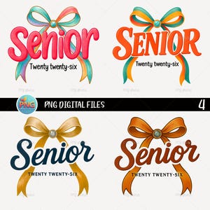 Coquette Senior 2026 Png 4 Set, Preppy Senior Shirt Design, Class of 2026 Png, Senior Mom Png, Pink Girly Graduation High School Sublimation