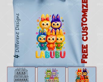 Kawaii Monster Cartoon PNG Set: Coquette Bow Doll Clipart (Digital Download)