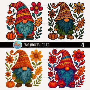 Blommig hösttomte PNG-set: Akvarellpumpadesigner (digital nedladdning)