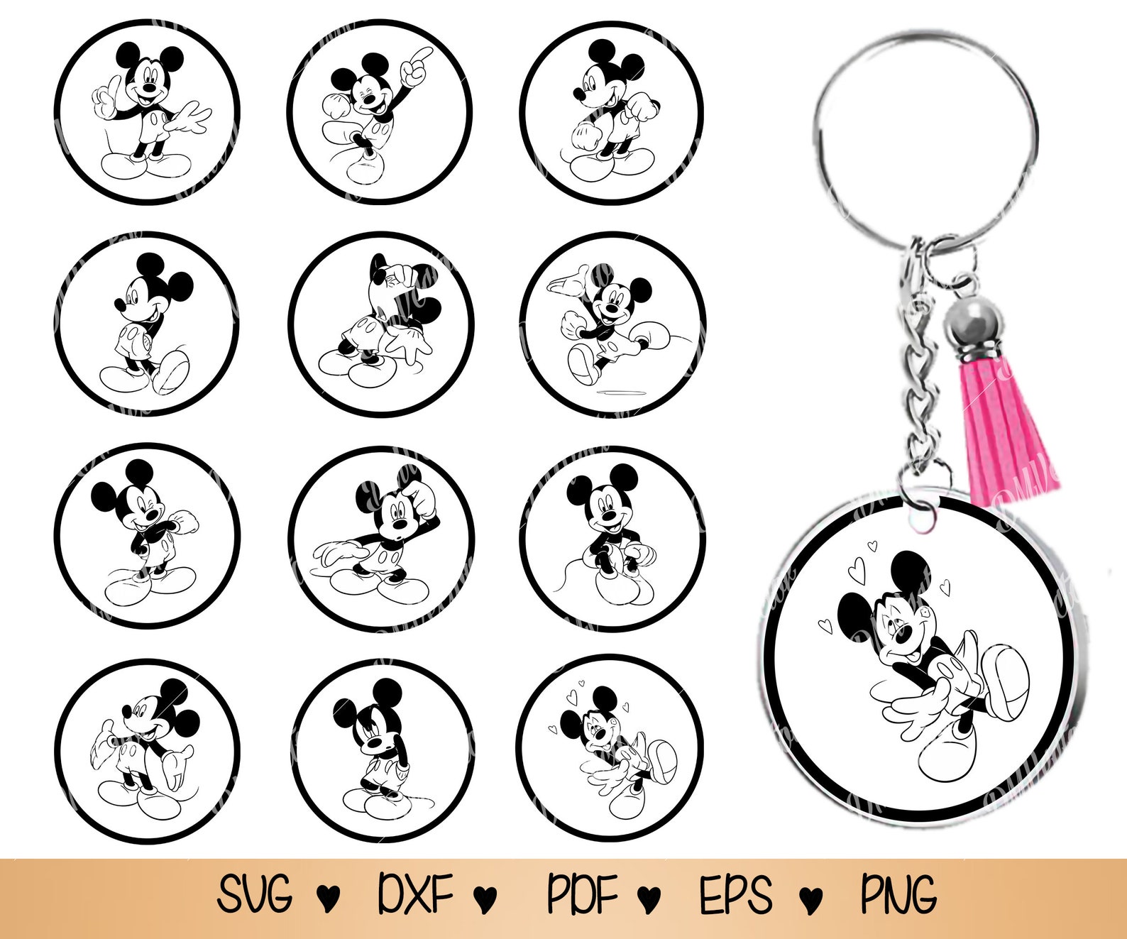 Cartoon character Keychain svg Round pattern svg png pdf dxf Etsy