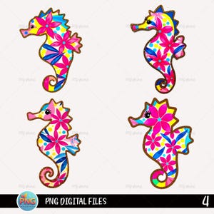 Floral Seahorse PNG Sublimation Bundle, Tropical Seahorse, Ocean Animal Design, Summer Vibes, Digital Download