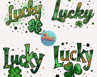 Lucky Shamrock PNG: Green & Gold Glitter, St. Patrick's Day (Digital Download)