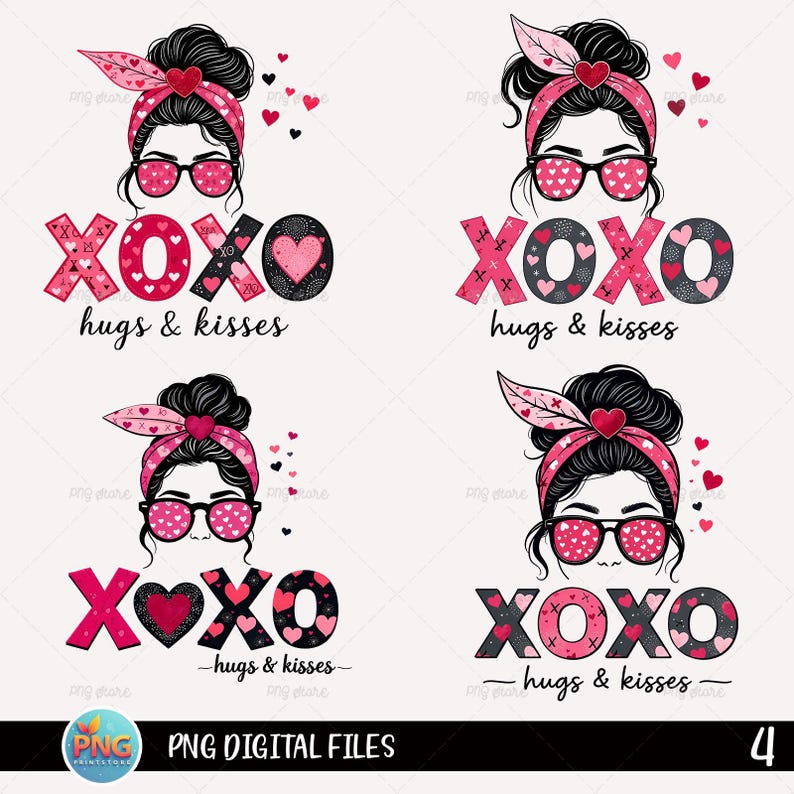 XOXO Hugs & Kisses PNG Sublimation Bundle: Valentine's Girl (digital ...