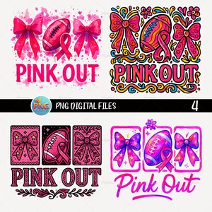 Pink Football Breast Cancer Awareness PNG Set (Digital Download)