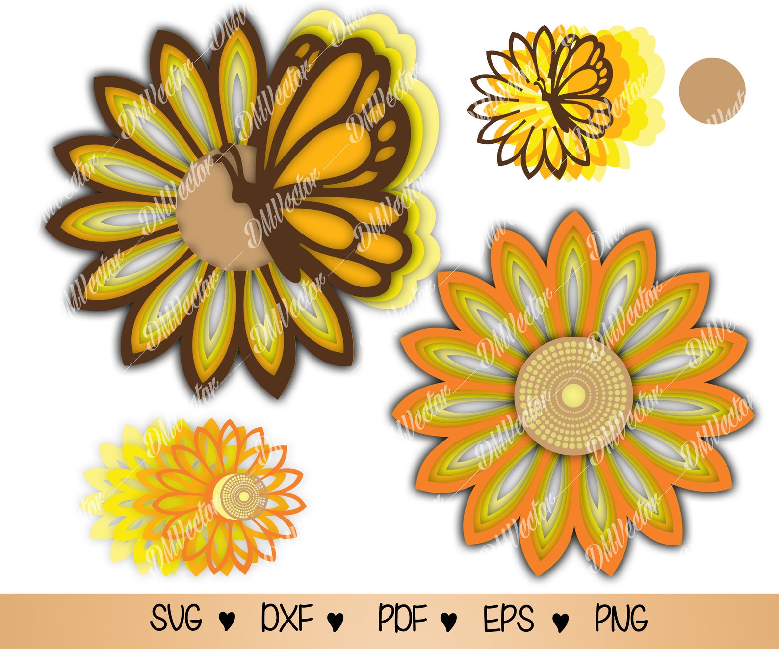 Download Sunflower 3D Mandala SVG Paper Sunflower svg png pdf dxf ...