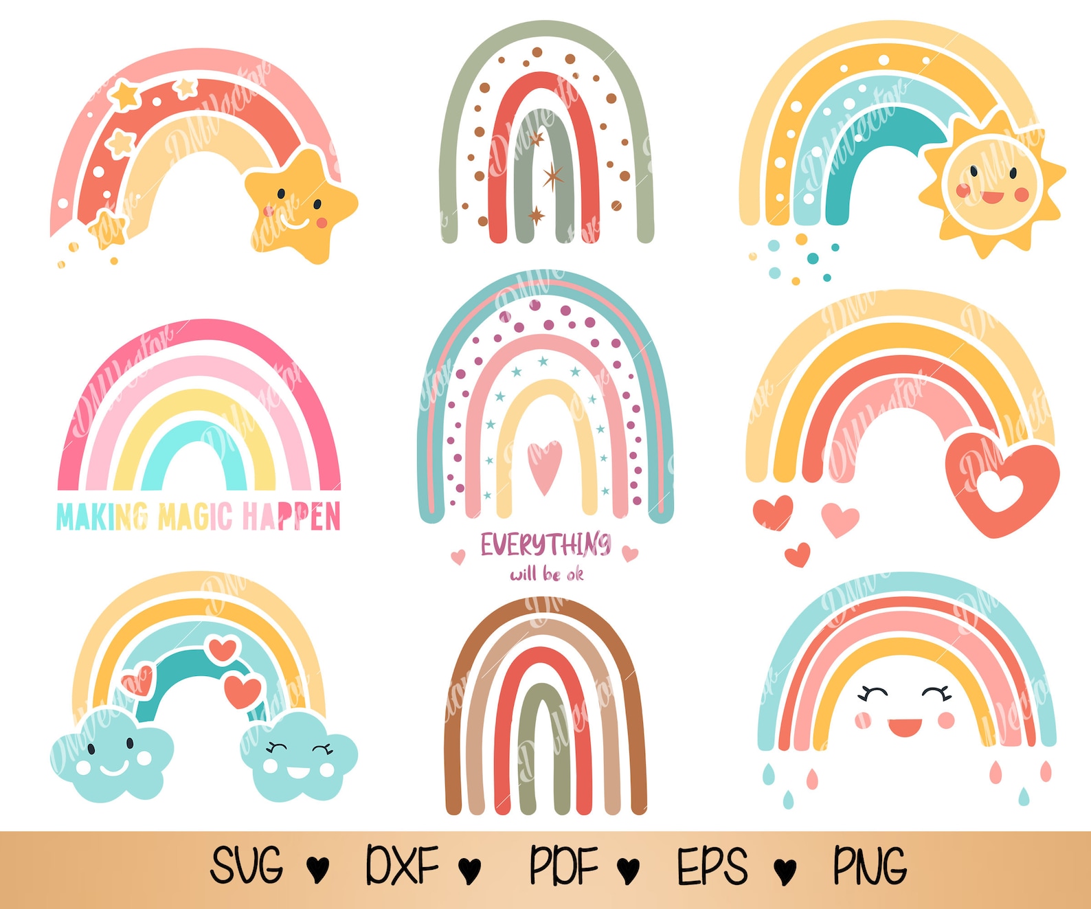 Bunte Regenbogen SVG Regenbogen Svg Dxf Eps Png pdf | Etsy