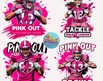 Pink Out voetbalsublimatie png-bundel: Breast Cancer Awareness (directe download)
